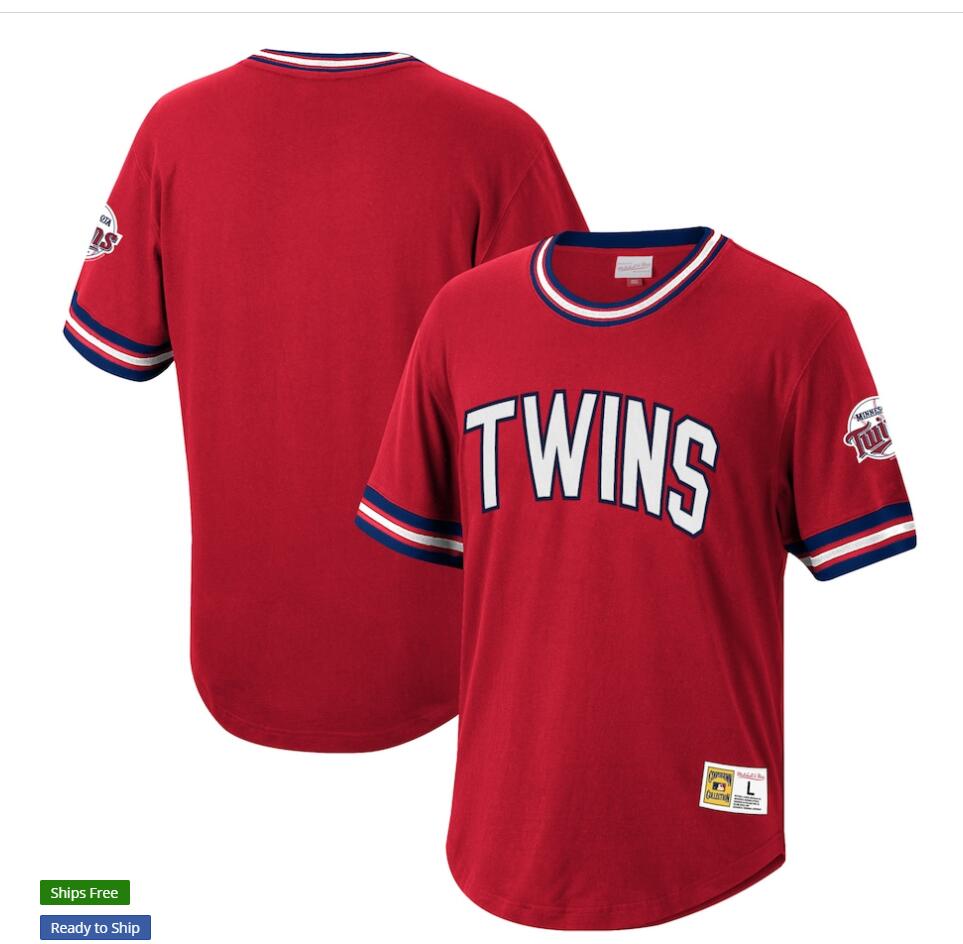 Mens Youth Minnesota Twins Custom Mitchell & Ness Red Cooperstown Collection Wild Pitch Jersey