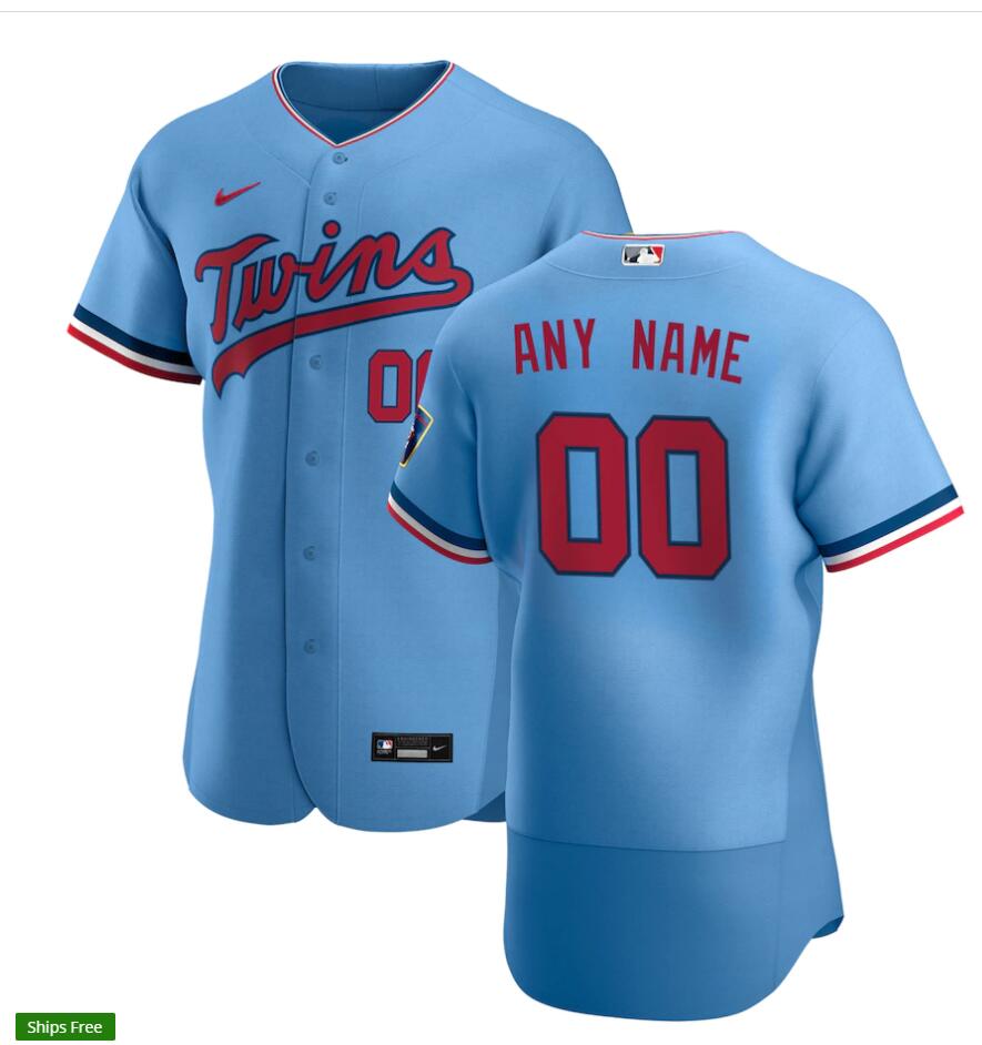 Mens Minnesota Twins Custom Nike Powder Blue Alternate Flex Base Jersey