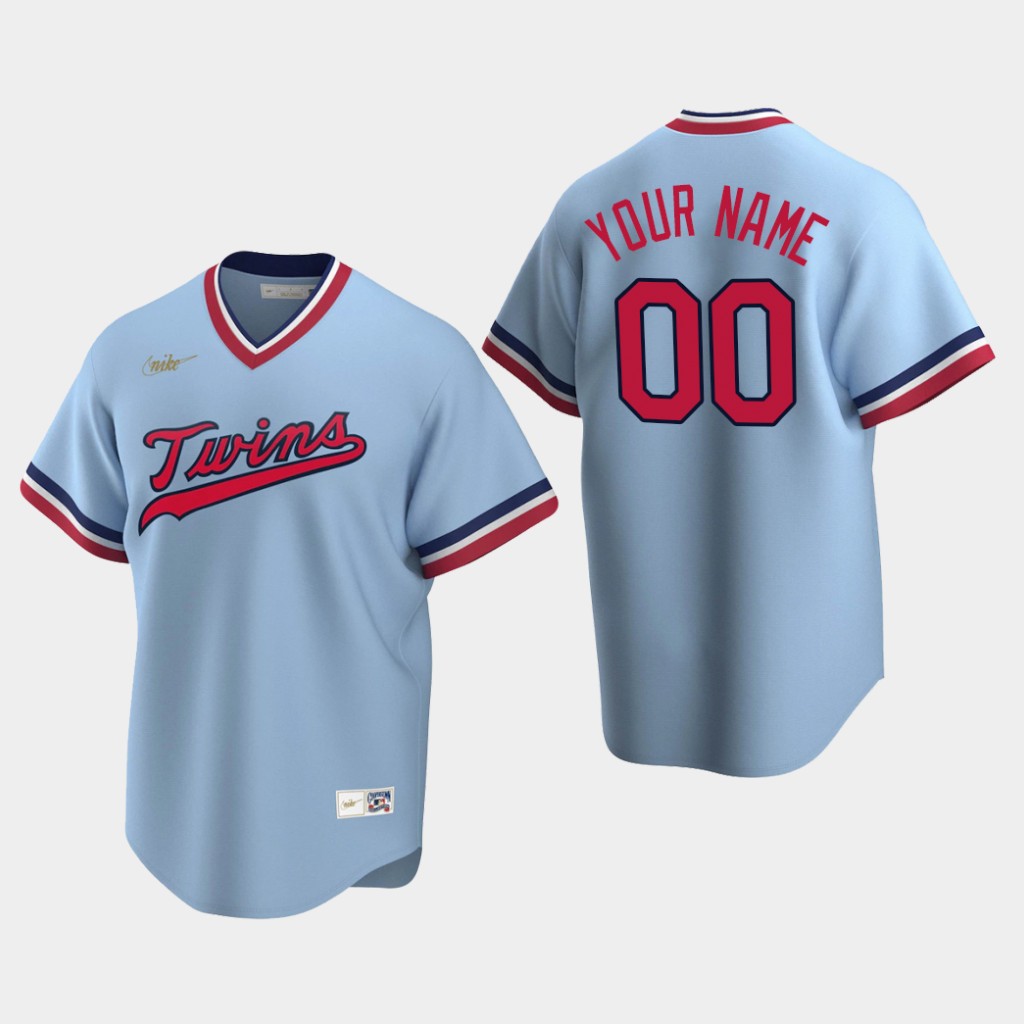 Mens Minnesota Twins Custom Light Blue Road Cooperstown Collection Jersey