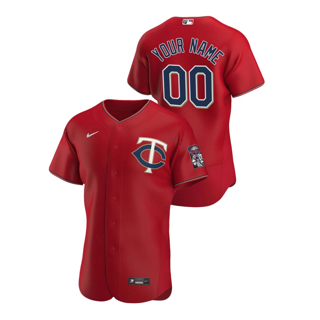 Men's Minnesota Twins Custom Nike Red Alternate Flex Base Jersey