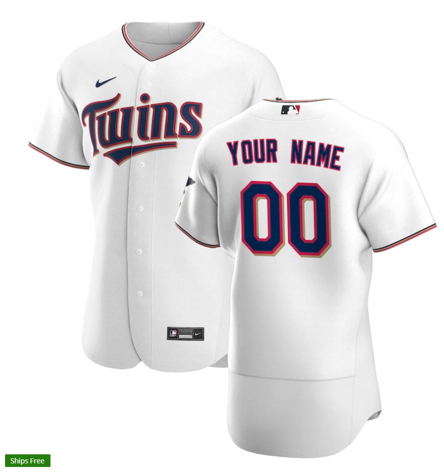 Men's Minnesota Twins Nike White Home Authentic Custom Patch Jersey