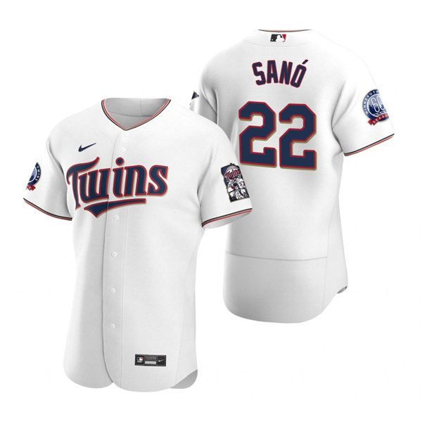 Mens Minnesota Twins #22 Miguel Sano Nike Home White Flex Base Jersey 