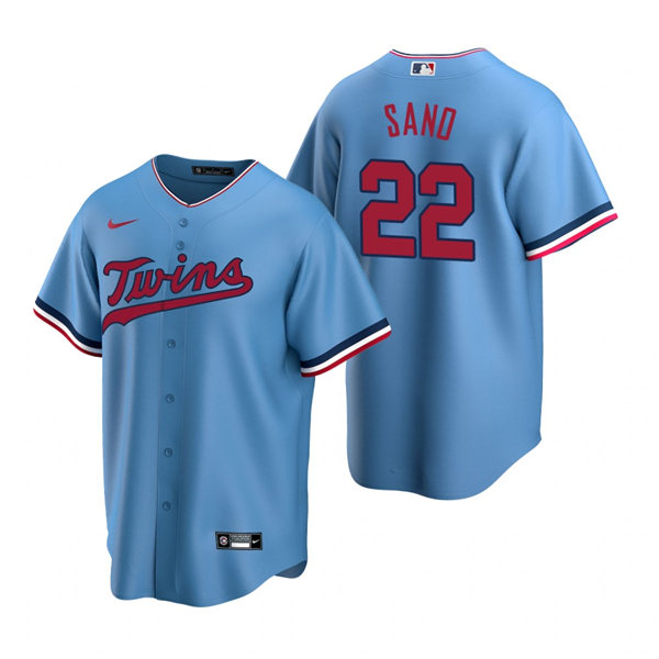 Mens Minnesota Twins #22 Miguel Sano Nike Powder Blue Alternate CoolBase Jersey 