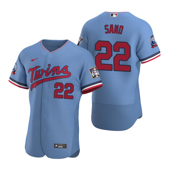 Mens Minnesota Twins #22 Miguel Sano Nike Powder Blue Alternate Flex Base Jersey 