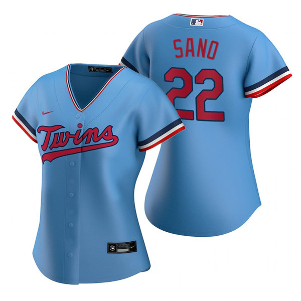 Women's Minnesota Twins #22 Miguel Sano Nike Light Blue Alternate Jersey