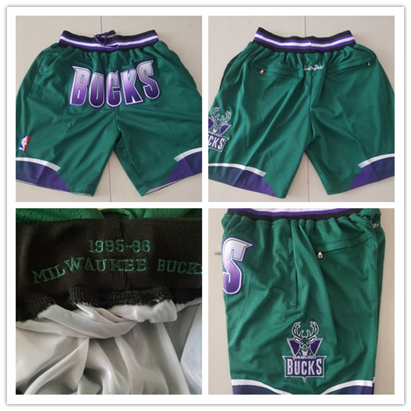 Mens Milwaukee Bucks Green Justdon 4 pockets Shorts