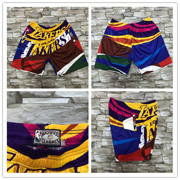 Mens Los Angeles Lakers Camo Rainbow Mitchell & Ness Hardwood Classics Jumbotron Sublimated Shorts