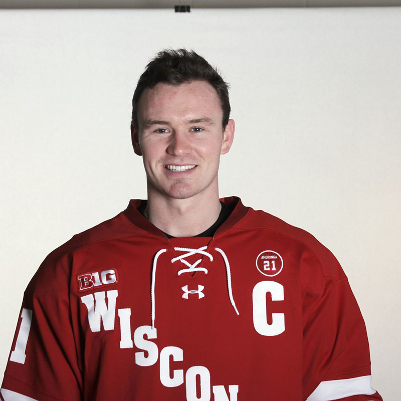 Mens Wisconsin Badgers #21 Ty Emberson Under Armour Cardinal College Hockey Game Jersey