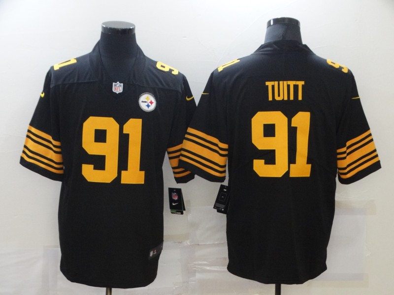 Men's Pittsburgh Steelers #91 Stephon Tuitt Nike Black Color Rush Vapor Untouchable Jersey