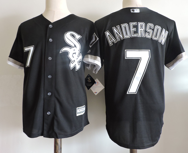 Mens Chicago White Sox #7 Tim Anderson Majestic Black Cool base Baseball Jersey