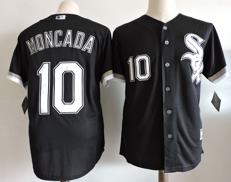 Mens Chicago White Sox #10 Yoan Moncada Majestic Black Cool base Baseball Jersey