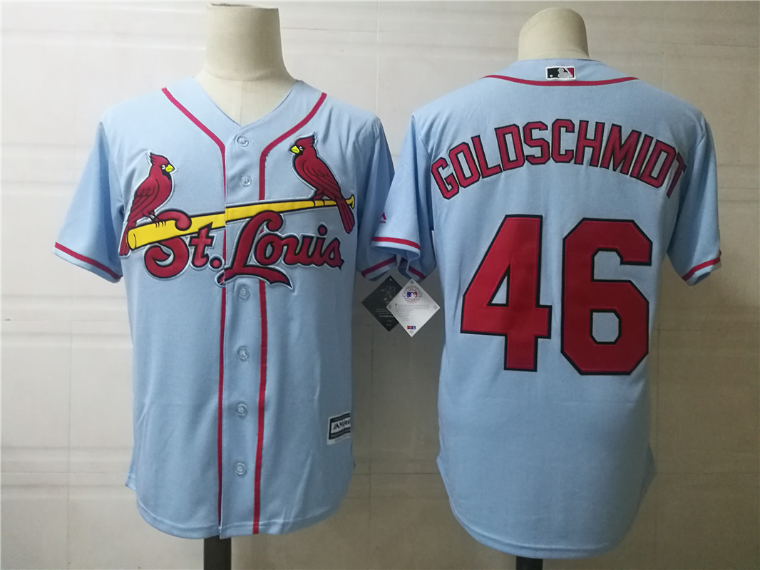 Mens St. Louis Cardinals #46 Paul Goldschmidt Majextic Blue Cool base Baseball Jersey