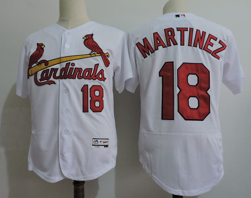 Mens St. Louis Cardinals #18 Carlos Martinez Majextic White Flex base Baseball Jersey