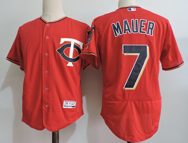 MensMinnesota Twins #7 Joe Mauer Majextic Red Flexbase Jersey