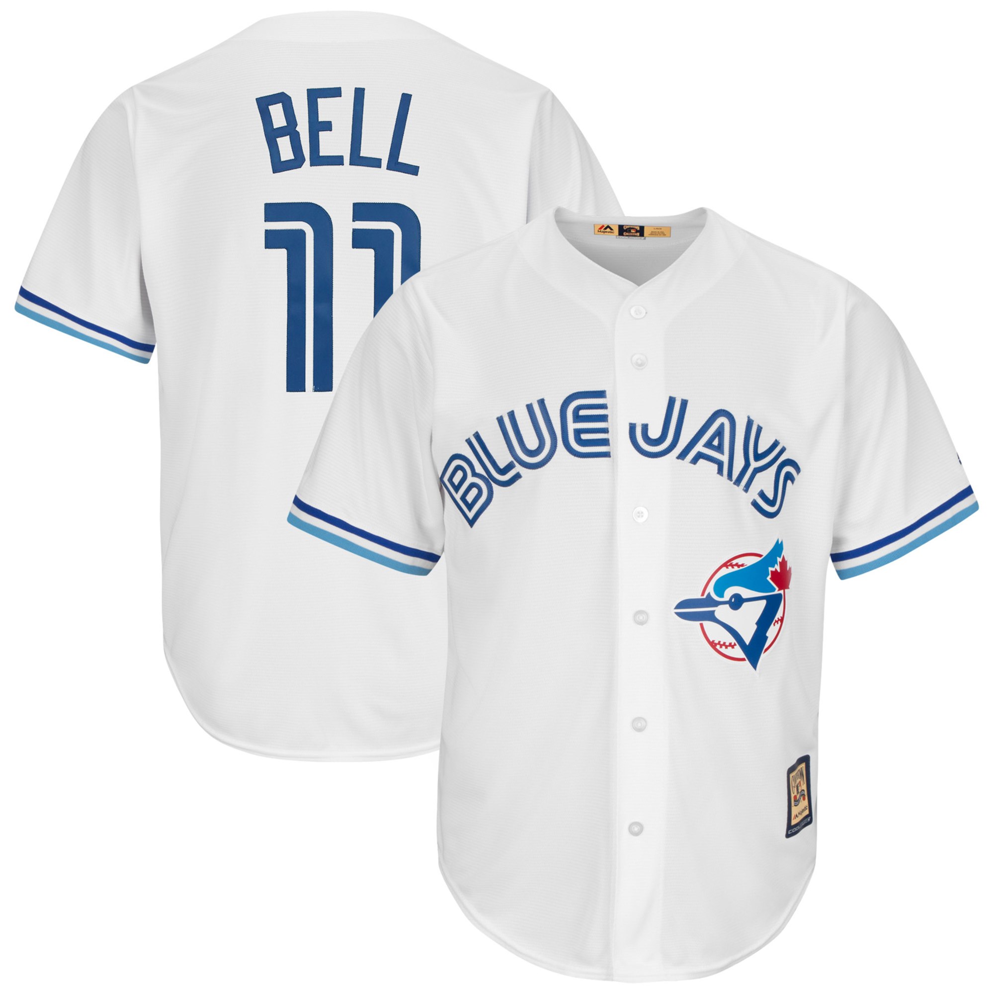 Mens Toronto Blue Jays Retired Player #11 George Bell Majestic White Home Cooperstown Collection Jersey