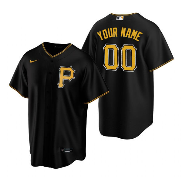 Mens Pittsburgh Pirates Custom Nike Black Alternate Team Logo P FlexBase Jersey