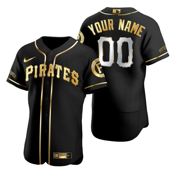 Mens Pittsburgh Pirates Custom Kevin Newman Adam Frazier Colin Moran Nike Black Golden Edition Authentic Jersey