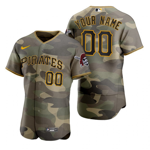 Mens Pittsburgh Pirates Custom Kevin Newman Adam Frazier Colin Moran Nike Camo 2021 Armed Forces Day Jersey