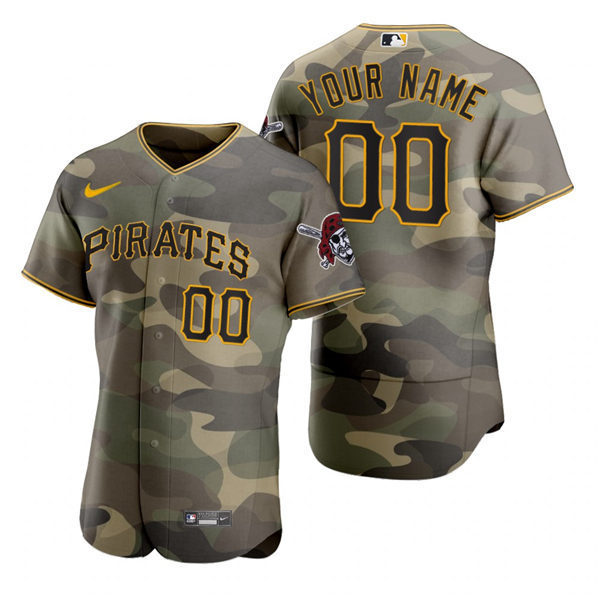 Mens Pittsburgh Pirates Custom Nike Camo 2021 Armed Forces Day Jersey