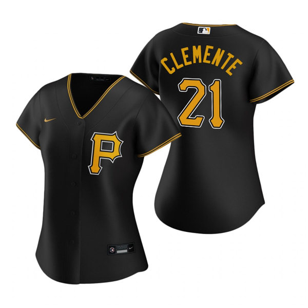 Mens Pittsburgh Pirates Retired Player #21 Roberto Clemente Stitched Nike Black jersey