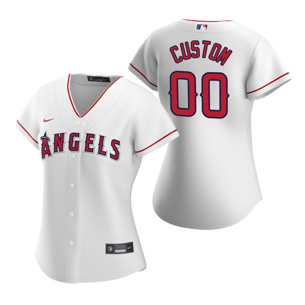 Women's Los Angeles Angels Custom Nike White Stitched MLB Cool Base Home Jersey