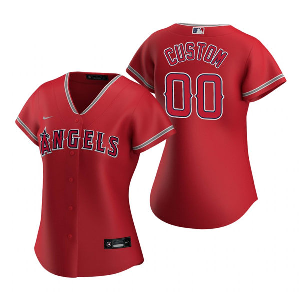 Women's Los Angeles Angels Custom Nike Red Stitched MLB Cool Base Jersey