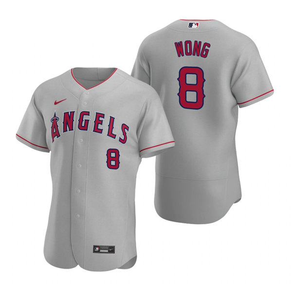 Men's Los Angeles Angels #8 Kean Wong Nike Gray Road  Flex Base Jersey