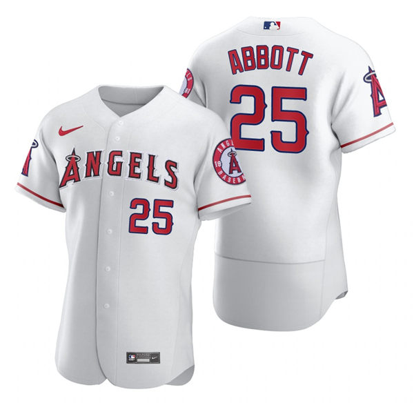 Mens Los Angeles Angels Retired Player #25 Jim Abbott Nike White Authentic Jersey