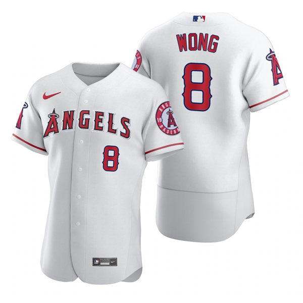 Men's Los Angeles Angels #8 Kean Wong Nike White Authentic Home Jersey