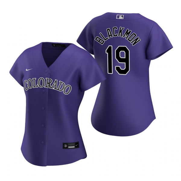 Womens Colorado Rockies 19 Charlie Blackmon Nike Purple Stitched MLB