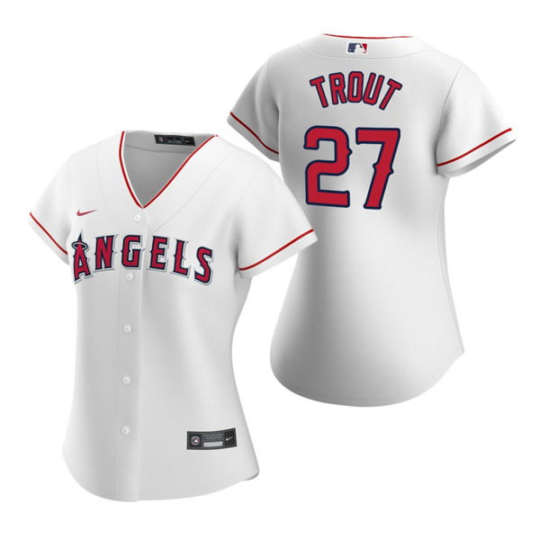 Women's Los Angeles Angels #27 Mike Trout Stitched Nike White Jersey
