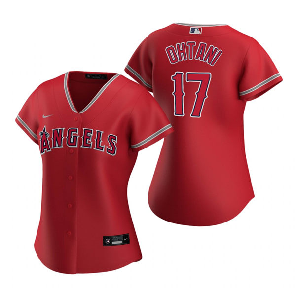 Women's Los Angeles Angels #17 Shohei Ohtani Stitched Nike Red Jersey