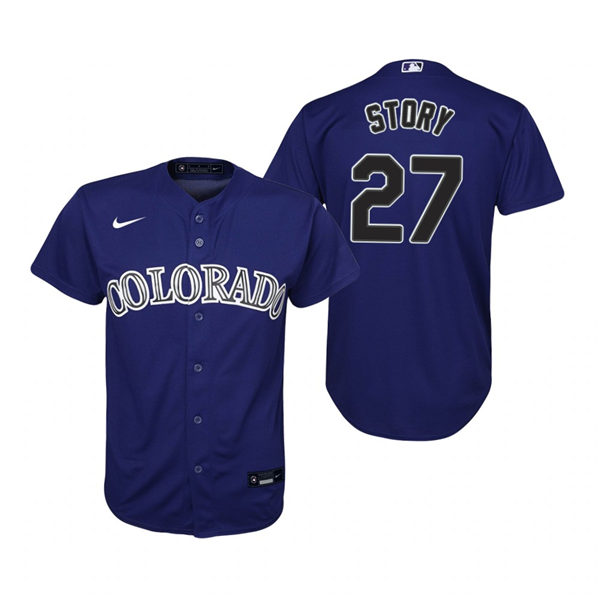 Youth Colorado Rockies #27 Trevor Story Stitched Nike Purple Jersey
