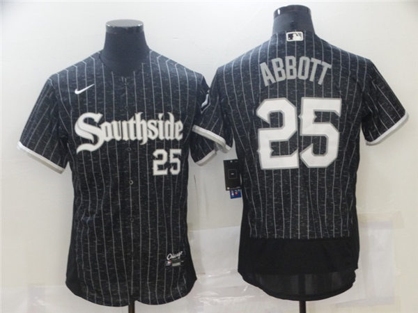 Men's Chicago White Sox Retired Player #25 Jim Abbott Stitched Nike Black 2021 MLB City Connect Jersey
