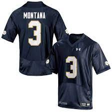 Men's Notre Dame Fighting Irish #3 Joe Montana Under Armour Navy College Football Jersey