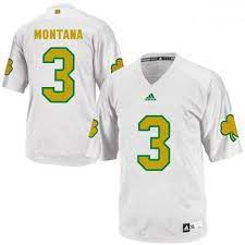 Men's Notre Dame Fighting Irish #3 Joe Montana Adidas White Gold Football Jersey