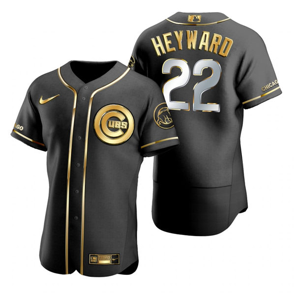 Mens Chicago Cubs #22 Jason Heyward Nike Black Golden Edition Stitched Jersey