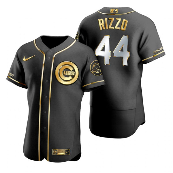 Mens Chicago Cubs #44 Anthony Rizzo Nike Black Golden Edition Stitched Jersey