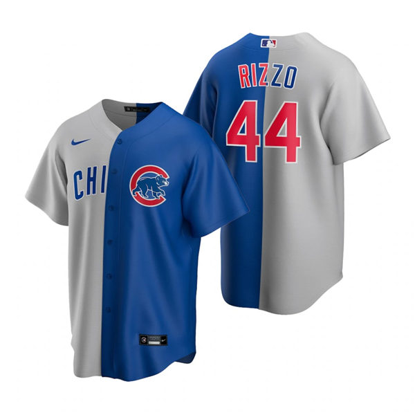 Mens Chicago Cubs #44 Anthony Rizzo Nike Gray Royal Split Jersey