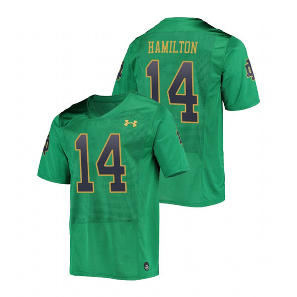 Men's Notre Dame Fighting Irish #14 Kyle Hamilton Green Alternate Under Armour Stitched College Football Jersey