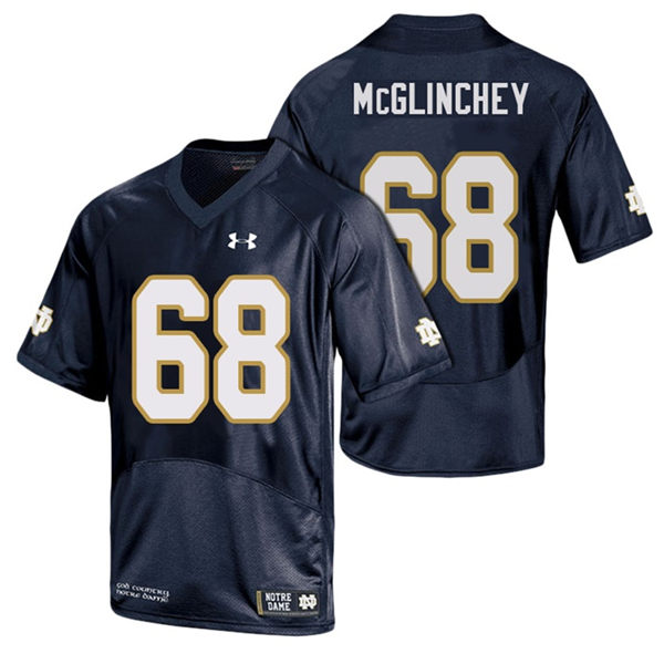 Men's Notre Dame Fighting Irish #68 Mike McGlinchey Under Armour Navy College Football Game Jersey