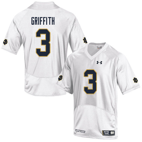 Men's Notre Dame Fighting Irish #3 Houston Griffith Under Armour White College Football Game Jersey