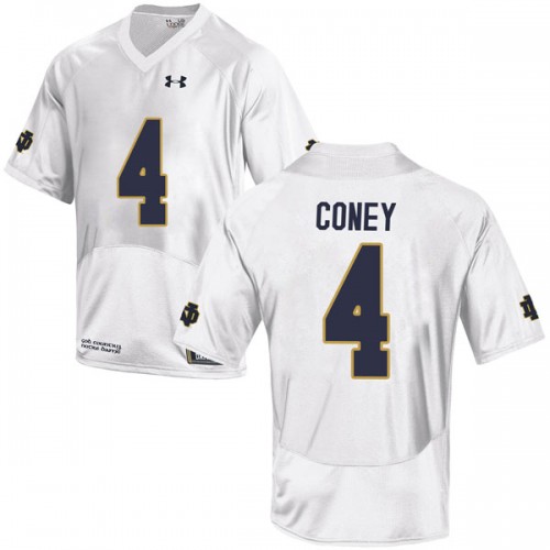 Men's Notre Dame Fighting Irish #4 Te'von ConeyUnder Armour White College Football Game Jersey