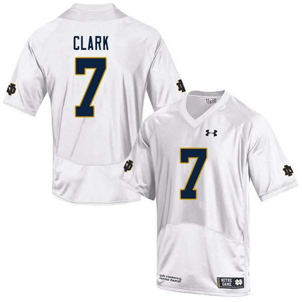 Men's Notre Dame Fighting Irish #7 Brendon Clark Under Armour White College Football Game Jersey