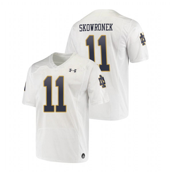 Men's Notre Dame Fighting Irish #11 Ben Skowronek Under Armour White College Football Game Jersey