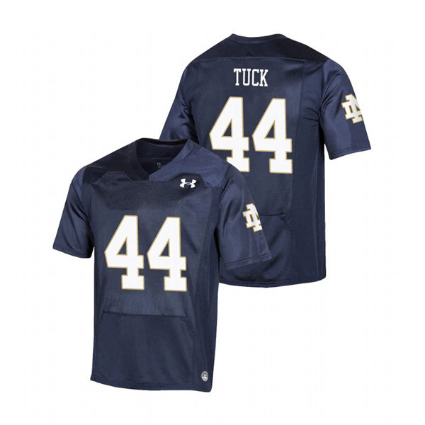 Men's Notre Dame Fighting Irish #44 Justin Tuck Under Armour Navy College Football Game Jersey