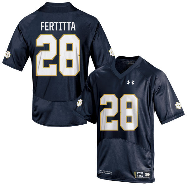 Men's Notre Dame Fighting Irish #28 Nicco Fertitta Under Armour Navy College Football Game Jersey