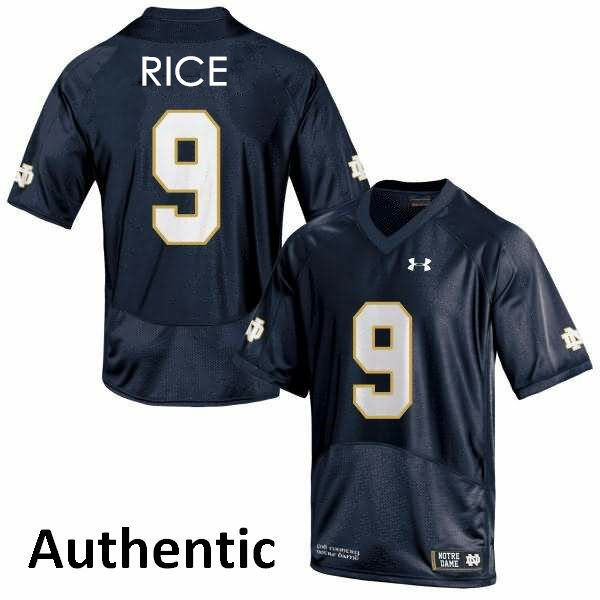 Men's Notre Dame Fighting Irish #9 Tony Rice  Under Armour Navy College Football Game Jersey