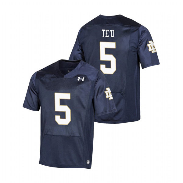 Men's Notre Dame Fighting Irish #5 Manti Te'o  Under Armour Navy College Football Game Jersey