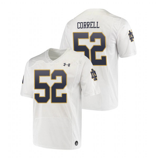 Men's Notre Dame Fighting Irish #52 Zeke Correll Under Armour White College Football Game Jersey